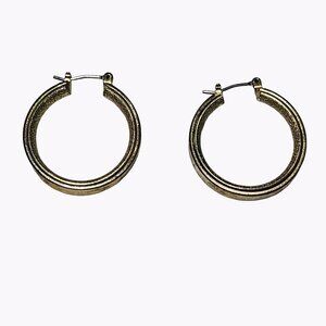 Gold Tone Etched Hoop Earrings Classic Elegant Minimalist Fashion Jewelry Women